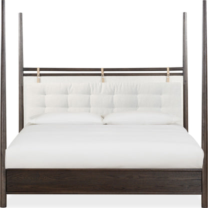 Rockport Upholstered Poster Bed in Yin and Turtle Dove Linen