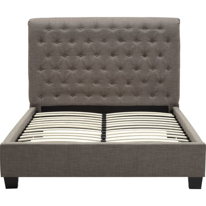 Royal Tufted Platform Bed in Dolphin Linen
