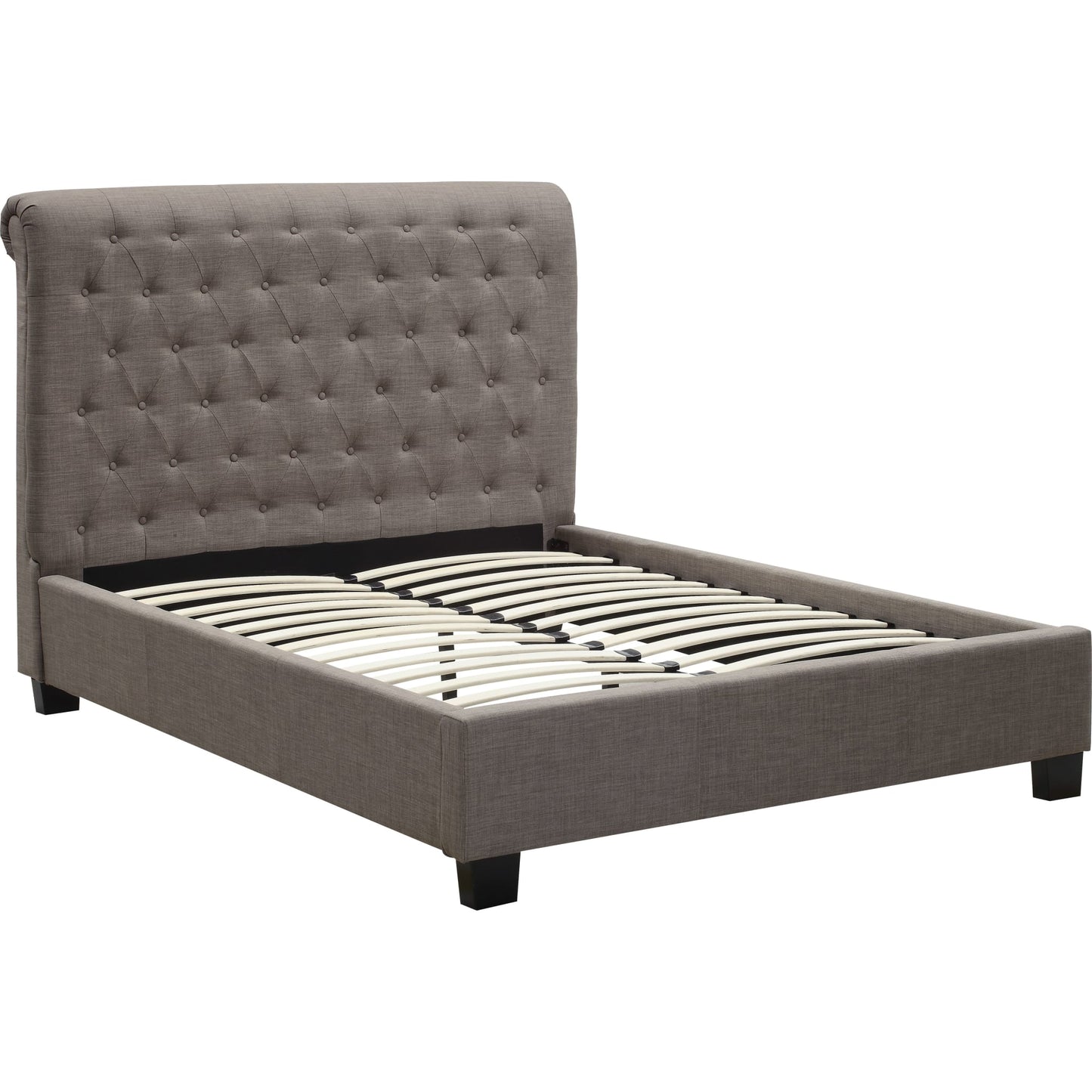 Royal Tufted Platform Bed in Dolphin Linen