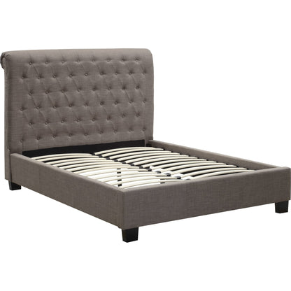 Royal Tufted Platform Bed in Dolphin Linen