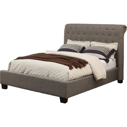 Royal Tufted Platform Bed in Dolphin Linen