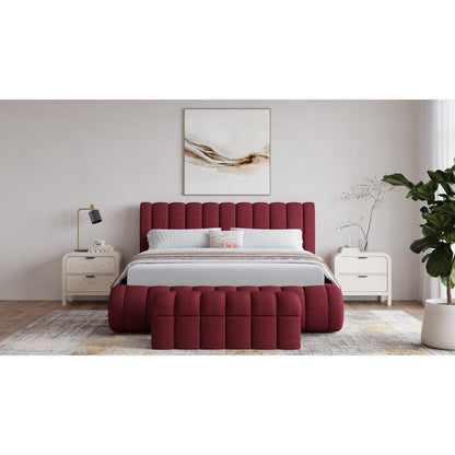 Savage Maximalist Upholstered Bed in Ruby Chenille
