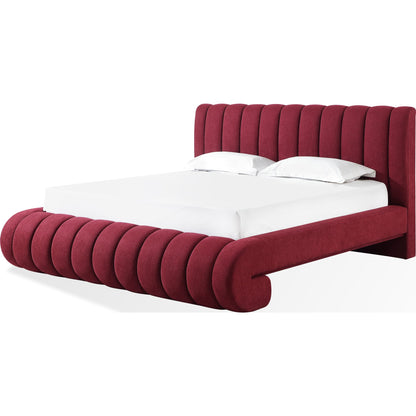 Savage Maximalist Upholstered Bed in Ruby Chenille