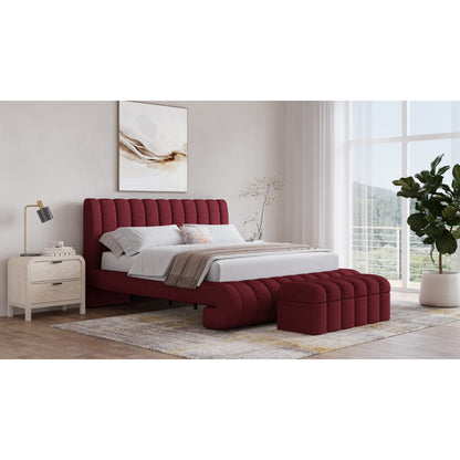 Savage Maximalist Upholstered Bed in Ruby Chenille