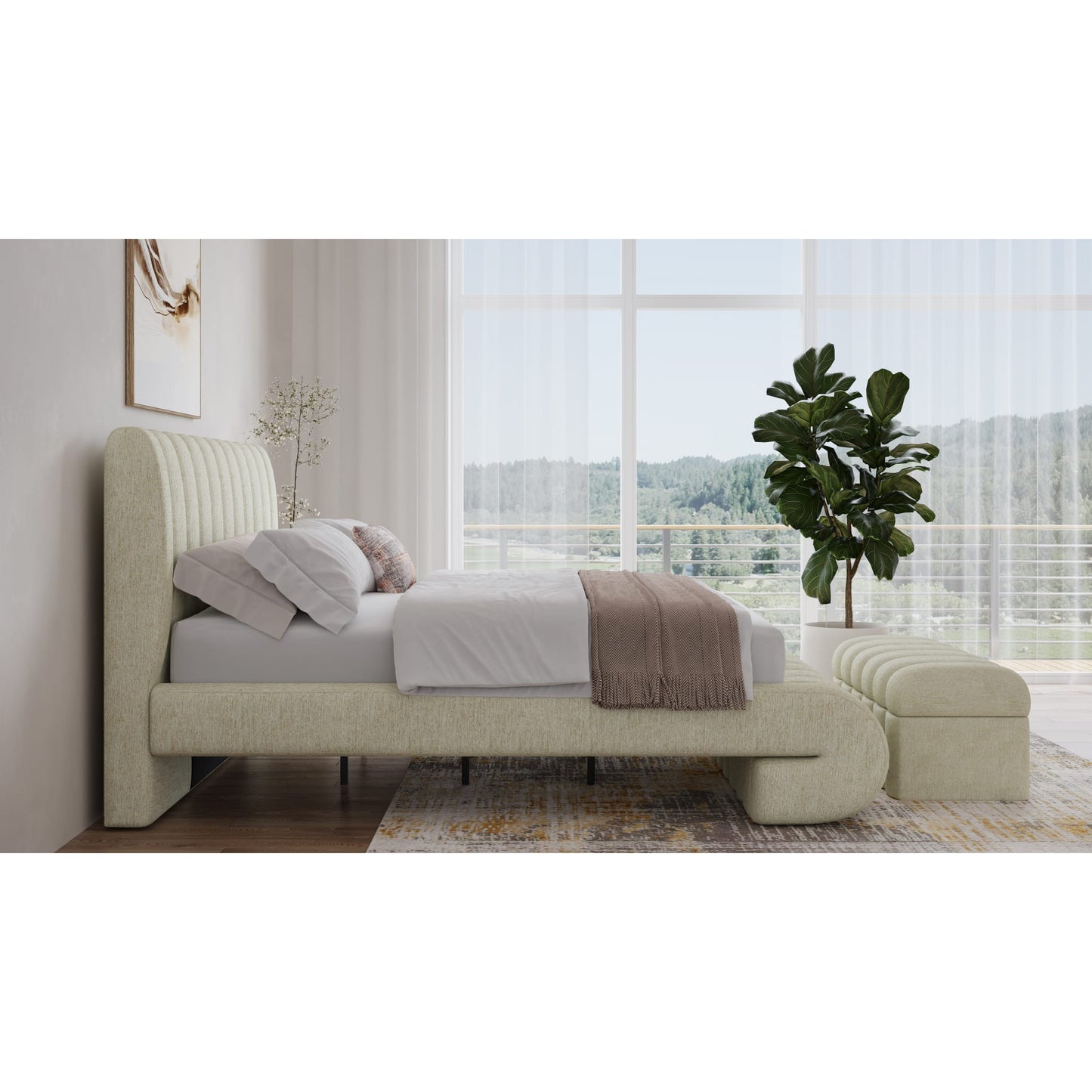 Savage Maximalist Upholstered Bed in Sandy Chenille