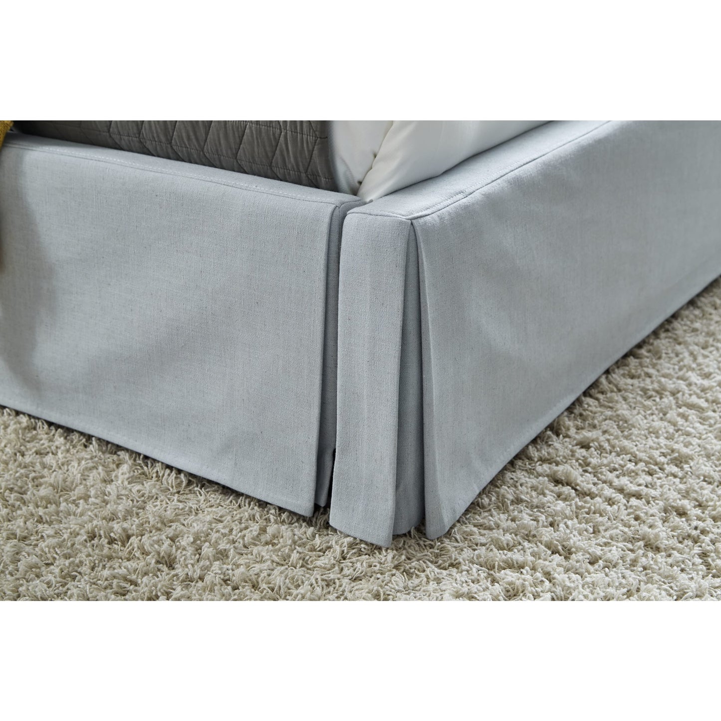 Shelby Skirted Footboard Storage Panel Bed in Sky