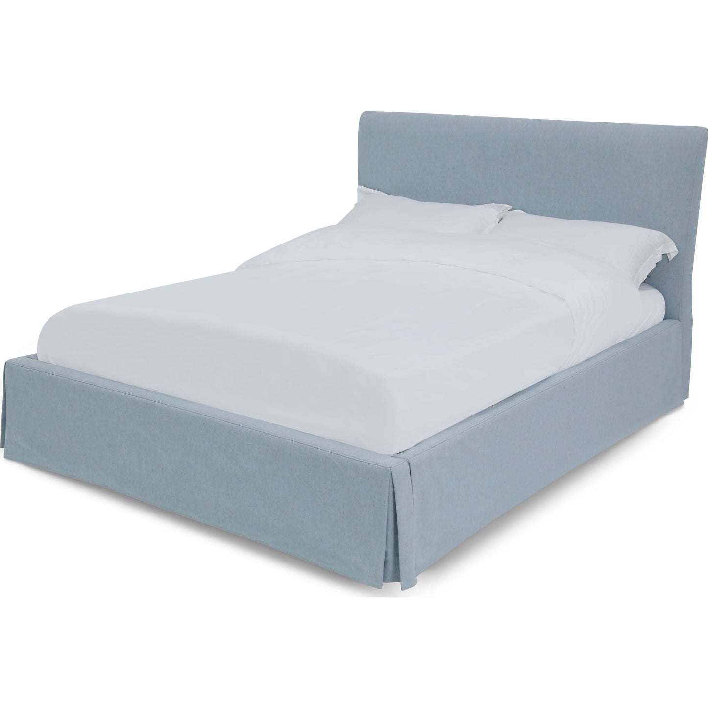 Shelby Skirted Footboard Storage Panel Bed in Sky