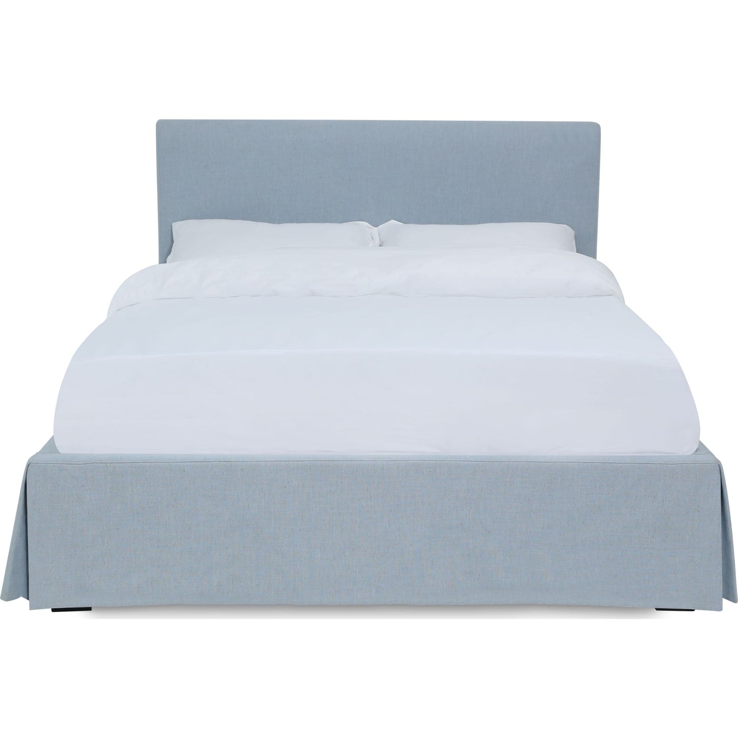 Shelby Skirted Footboard Storage Panel Bed in Sky