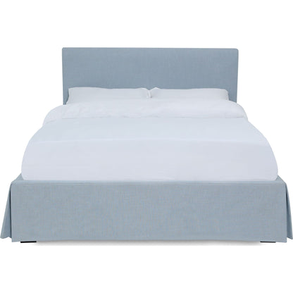 Shelby Skirted Footboard Storage Panel Bed in Sky