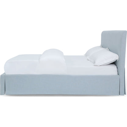 Shelby Skirted Footboard Storage Panel Bed in Sky