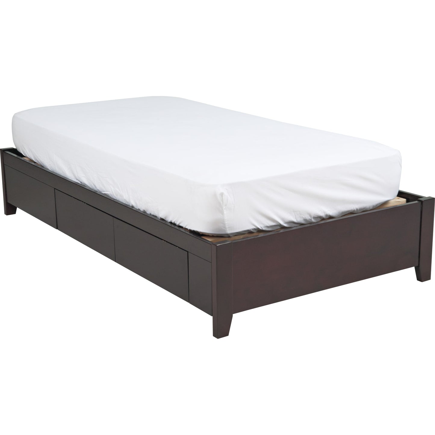 Simple Wood Storage Bed in Espresso