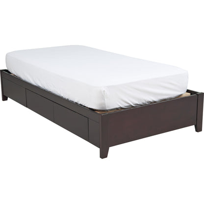 Simple Wood Storage Bed in Espresso