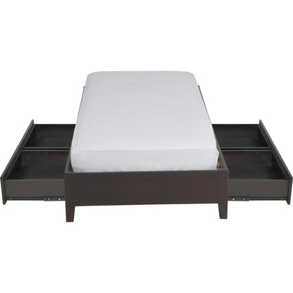 Simple Wood Storage Bed in Espresso