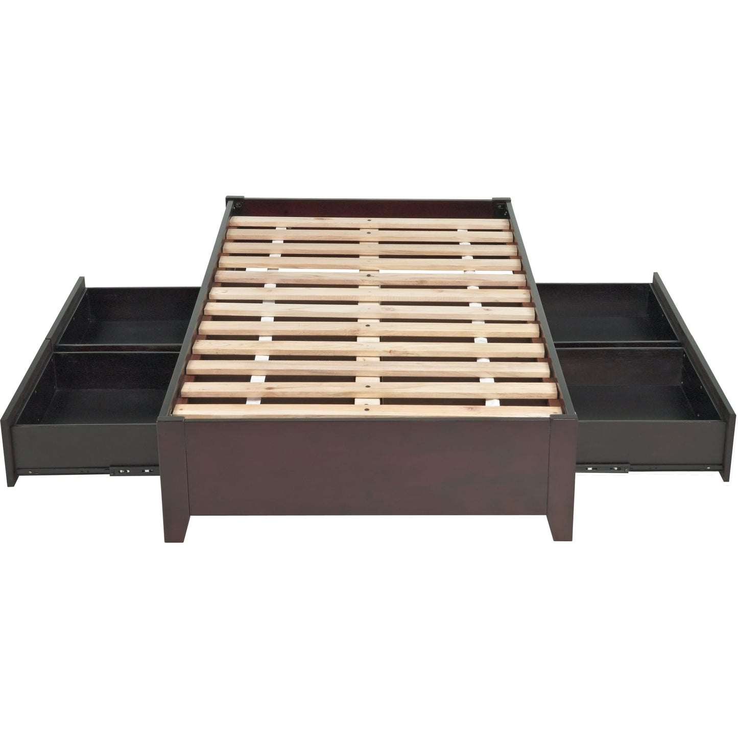 Simple Wood Storage Bed in Espresso