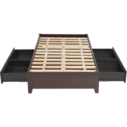 Simple Wood Storage Bed in Espresso