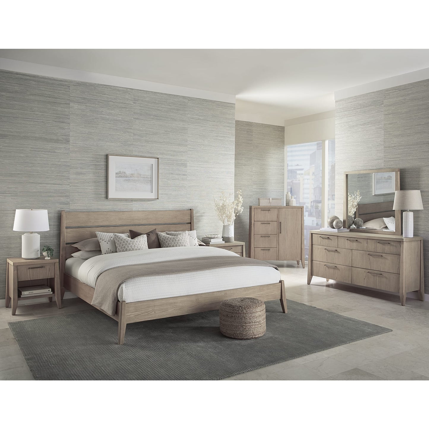 Sumire Slatted Ash Wood Platform Bed in Ginger