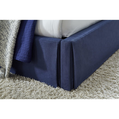 Sur Skirted Footboard Storage Panel Bed in Navy