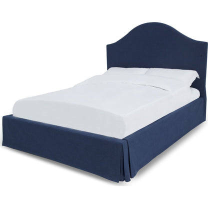 Sur Skirted Footboard Storage Panel Bed in Navy