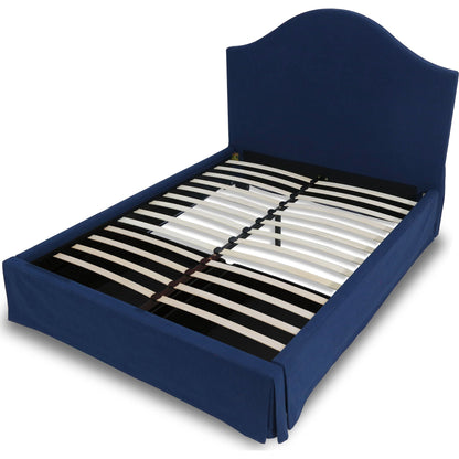 Sur Skirted Footboard Storage Panel Bed in Navy