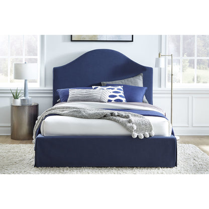 Sur Skirted Footboard Storage Panel Bed in Navy
