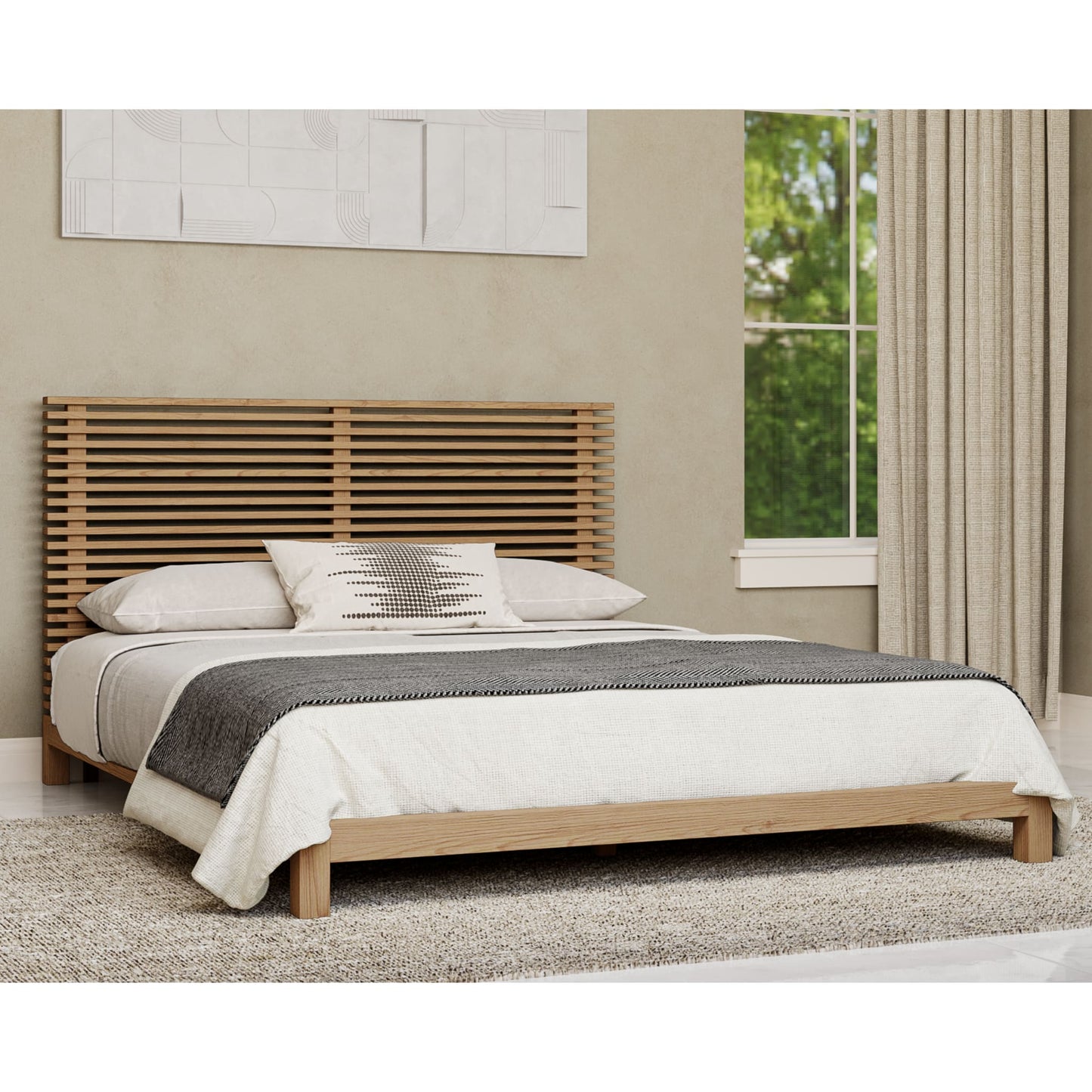 Tanner Solid Ash Platform Bed in Flaxen