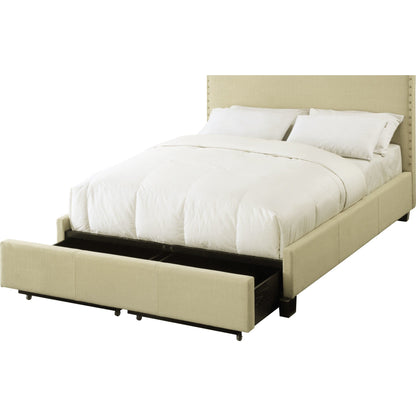 Tavel Nailhead Footboard Storage Bed in Tumbleweed