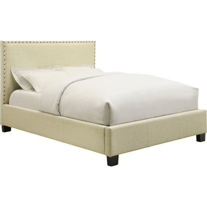 Tavel Nailhead Upholstered Platform Bed in Tumbleweed