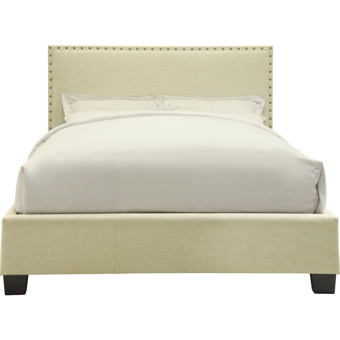Tavel Nailhead Upholstered Platform Bed in Tumbleweed
