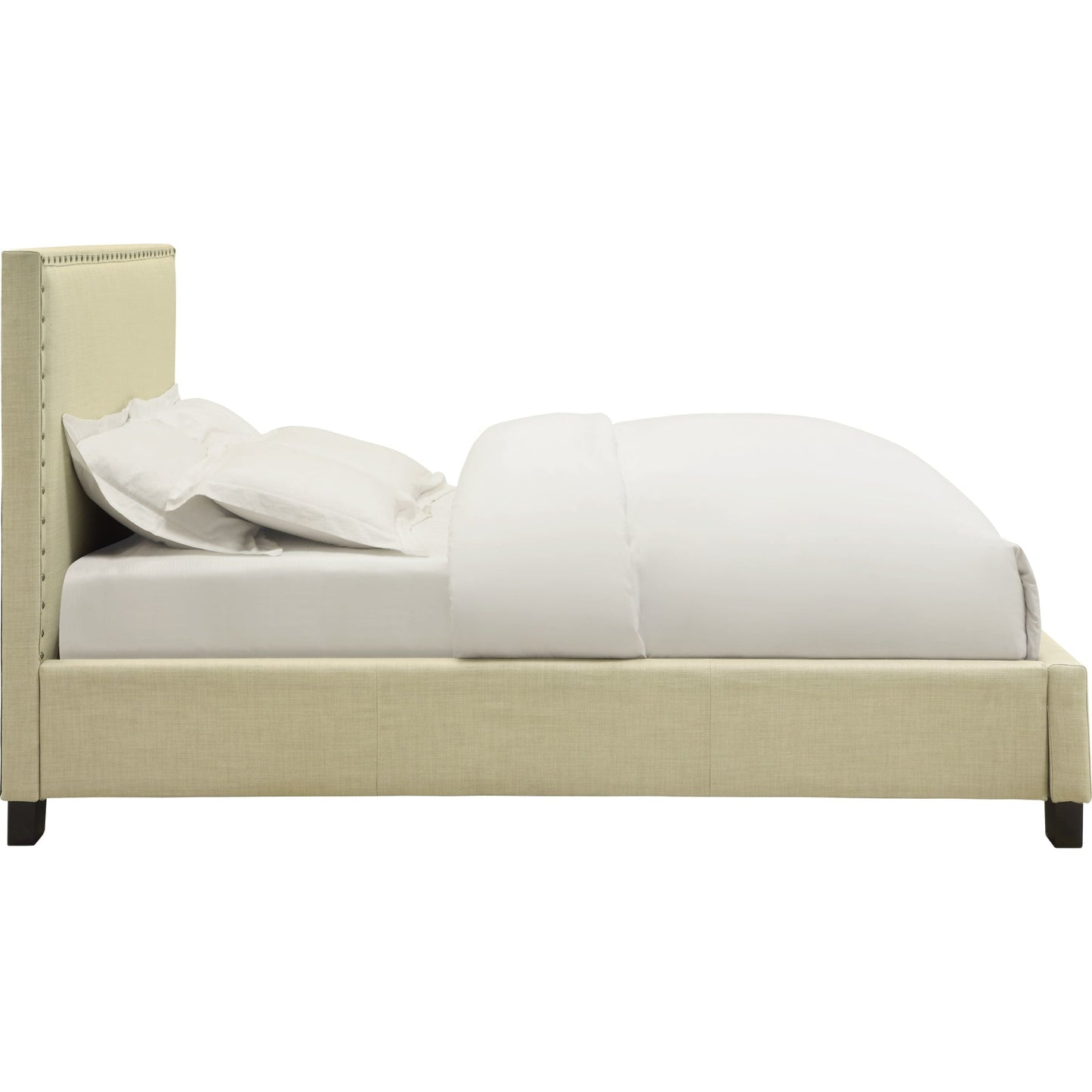 Tavel Nailhead Upholstered Platform Bed in Tumbleweed