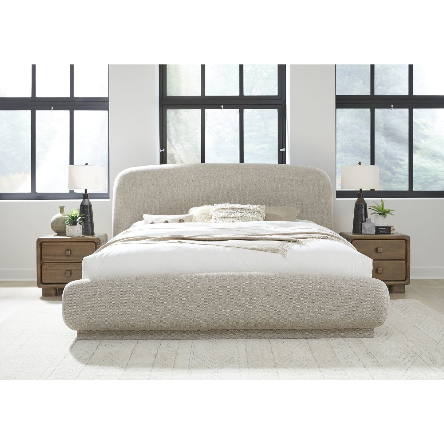 Tirimbina Chenille Upholstered Platform Bed in Hyena