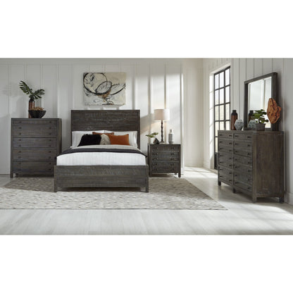 Townsend Solid Wood Low-Profile Bed in Gunmetal