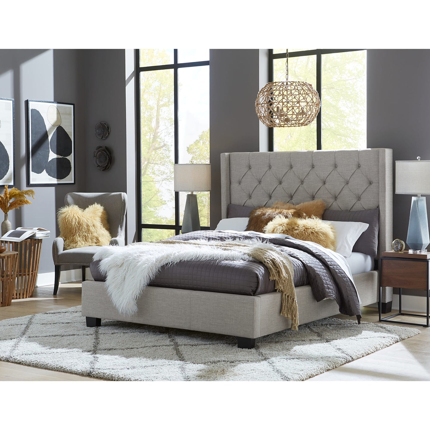 Verona Upholstered Footboard Storage Bed in Speckled Grey