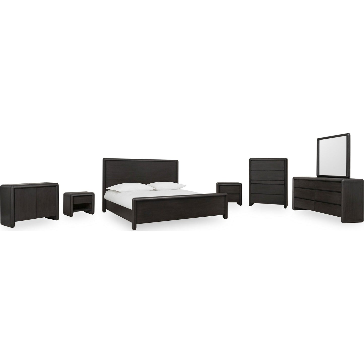 Xolani Acacia Wood Platform Bed in Jaguar