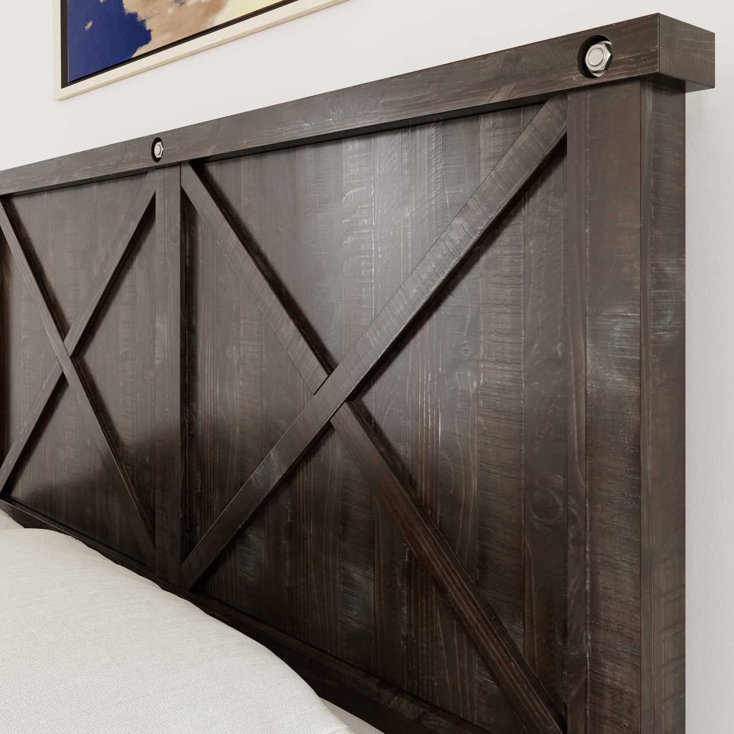 Yosemite Solid Wood Panel Bed in Cafe