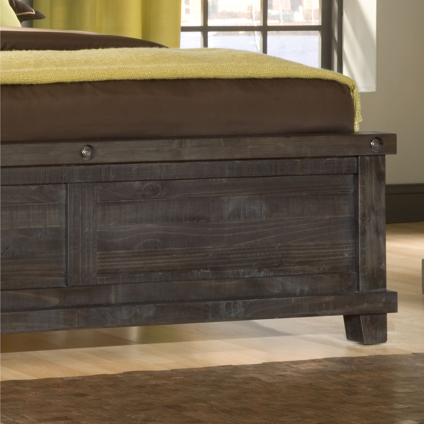 Yosemite Solid Wood Panel Bed in Cafe