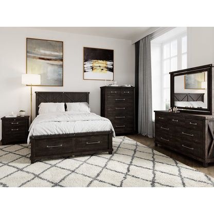 Yosemite Solid Wood Panel Bed in Cafe