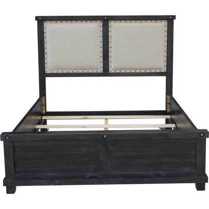 Yosemite Upholstered Wood Panel Bed in Cafe