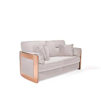 Adagio Rose Gold Luxury Sofa Set in Beige