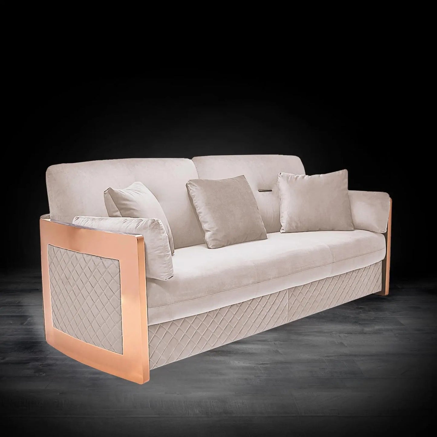 Adagio Rose Gold Luxury Sofa Set in Beige