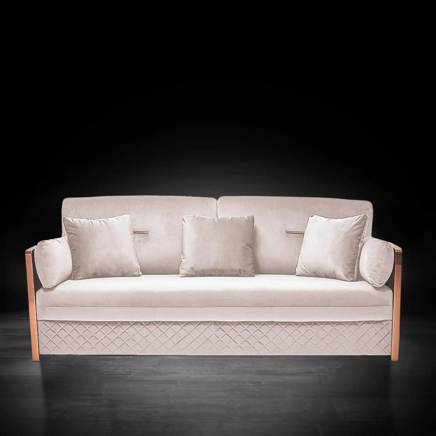 Adagio Rose Gold Luxury Sofa Set in Beige