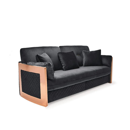 Adagio Rose Gold Luxury Sofa Set in Black