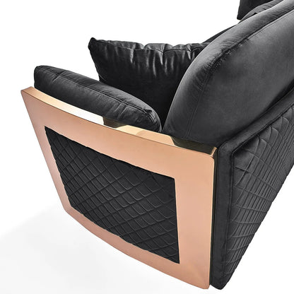 Adagio Rose Gold Luxury Sofa Set in Black
