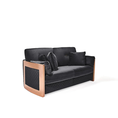 Adagio Rose Gold Luxury Sofa Set in Black
