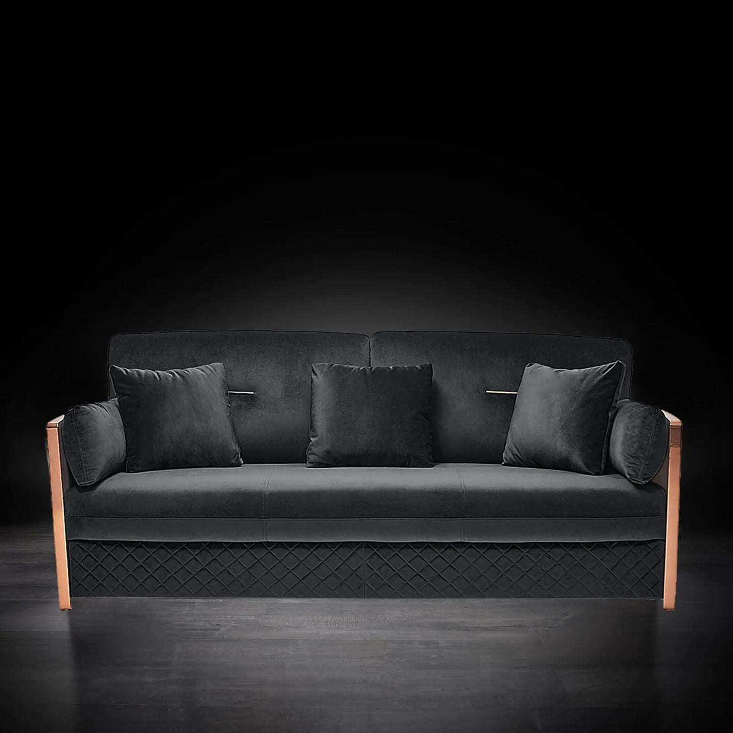 Adagio Rose Gold Luxury Sofa Set in Black