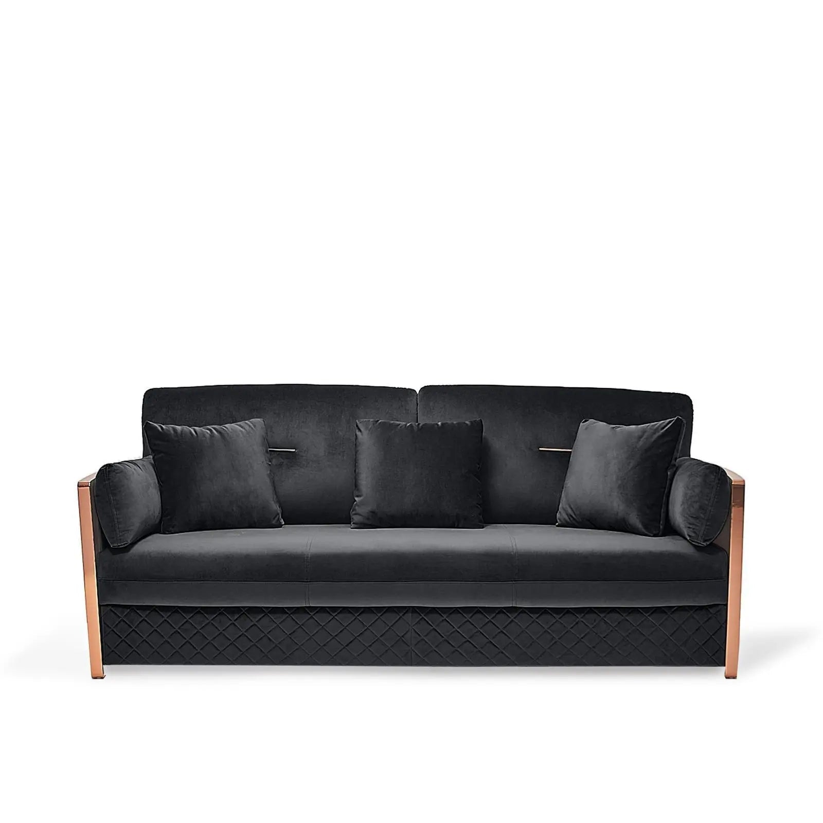 Adagio Rose Gold Polished Stainless Steel Base Black Sofa Set RG