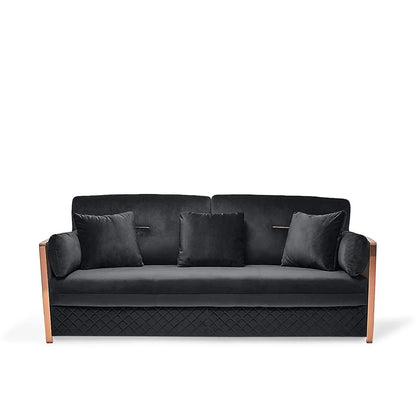 Adagio Rose Gold Polished Stainless Steel Base Black Sofa Set RG