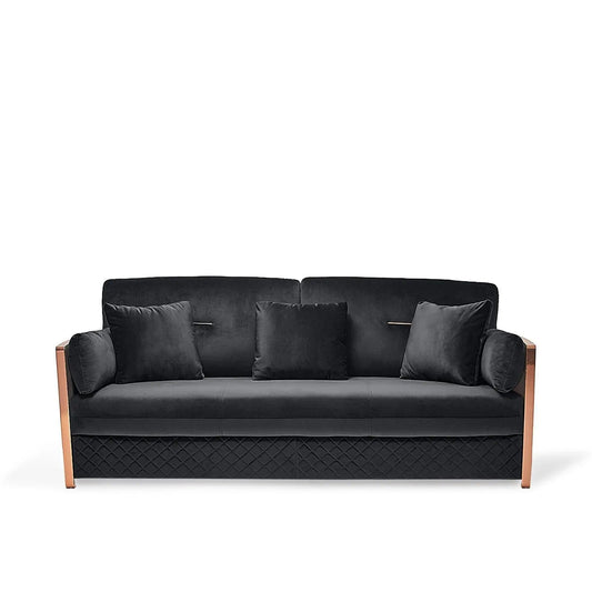 Adagio Rose Gold Polished Stainless Steel Base Black Sofa Set RG