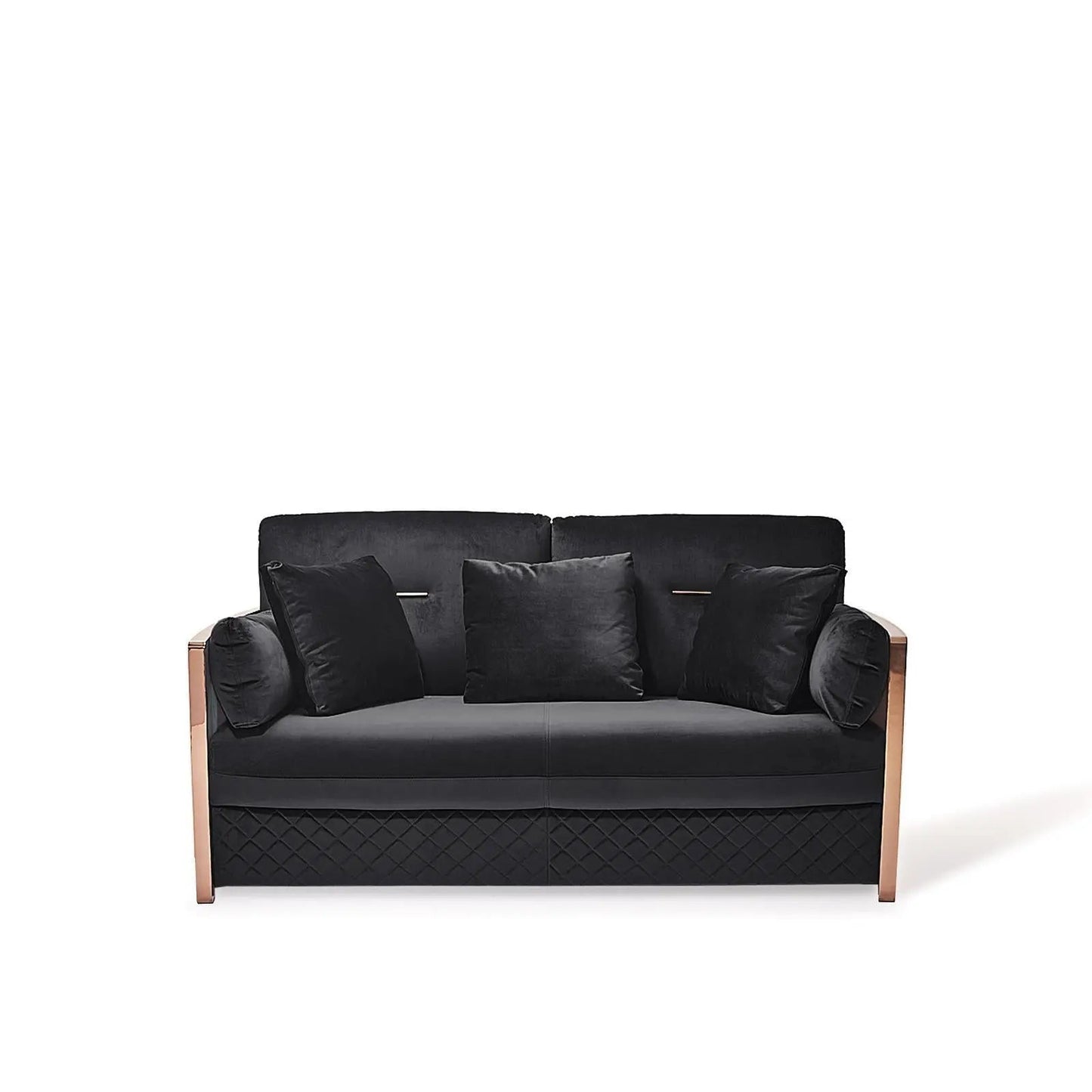 Adagio Rose Gold Polished Stainless Steel Base Black Stylish Sofa Set
