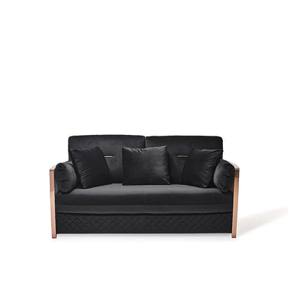 Adagio Rose Gold Polished Stainless Steel Base Black Stylish Sofa Set