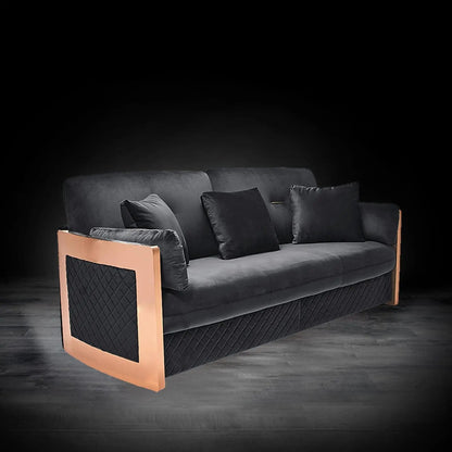 Adagio Rose Gold Luxury Sofa Set in Black